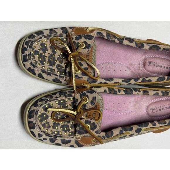 Sperry Top-Sider Leopard Print Boat Shoes Women's Size 9 Coastal Studded Loafers - Picture 7 of 8